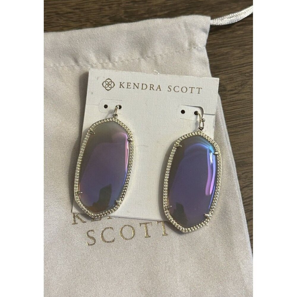 Kendra Scott Purple Iridescent Agate Danielle Dangle Earrings Retired‎ Color HTF